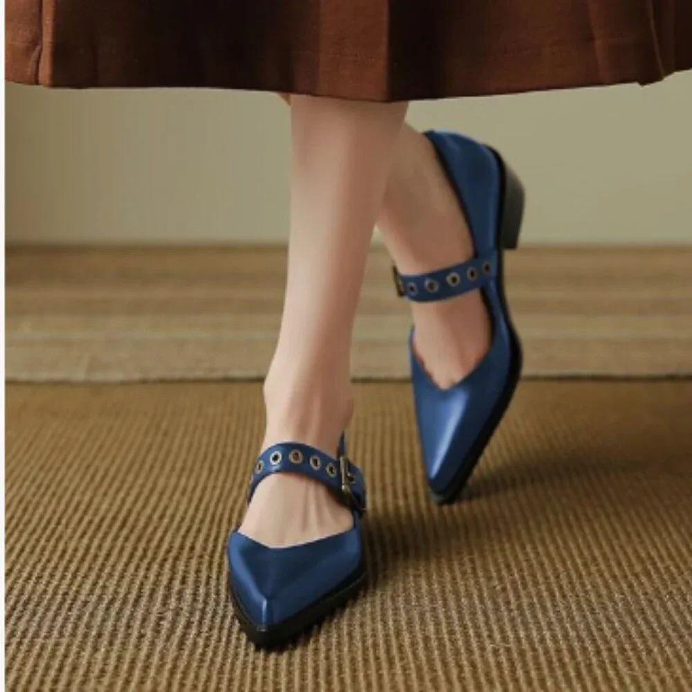 YDN Blue Heels with Strap Detail - Picture 1 of 8